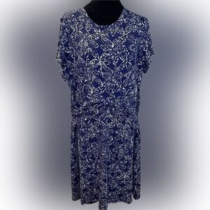 Hatley Blue & White Batik Floral Drop Waist Dress XL